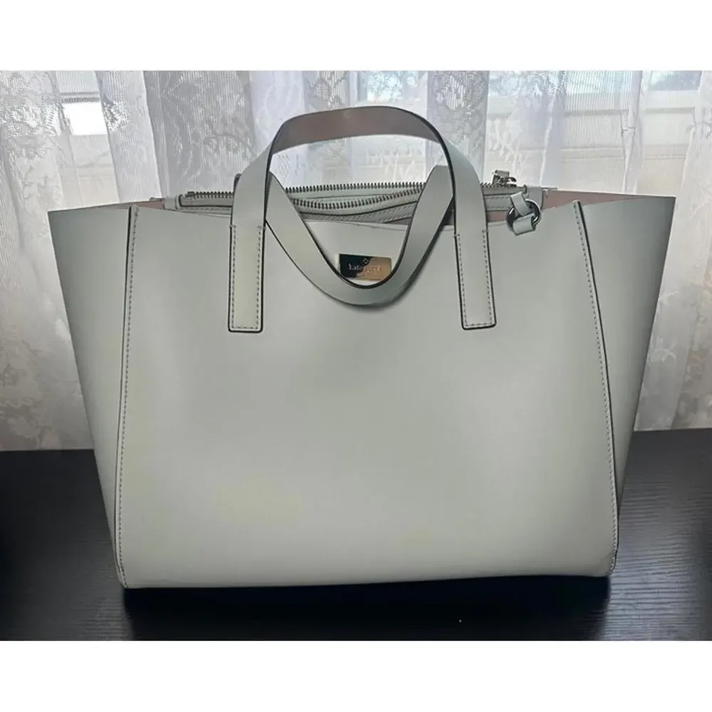 Kate Spade New York Light Blue Leather Tote Bag Satchel Purse - Picture 1 of 8